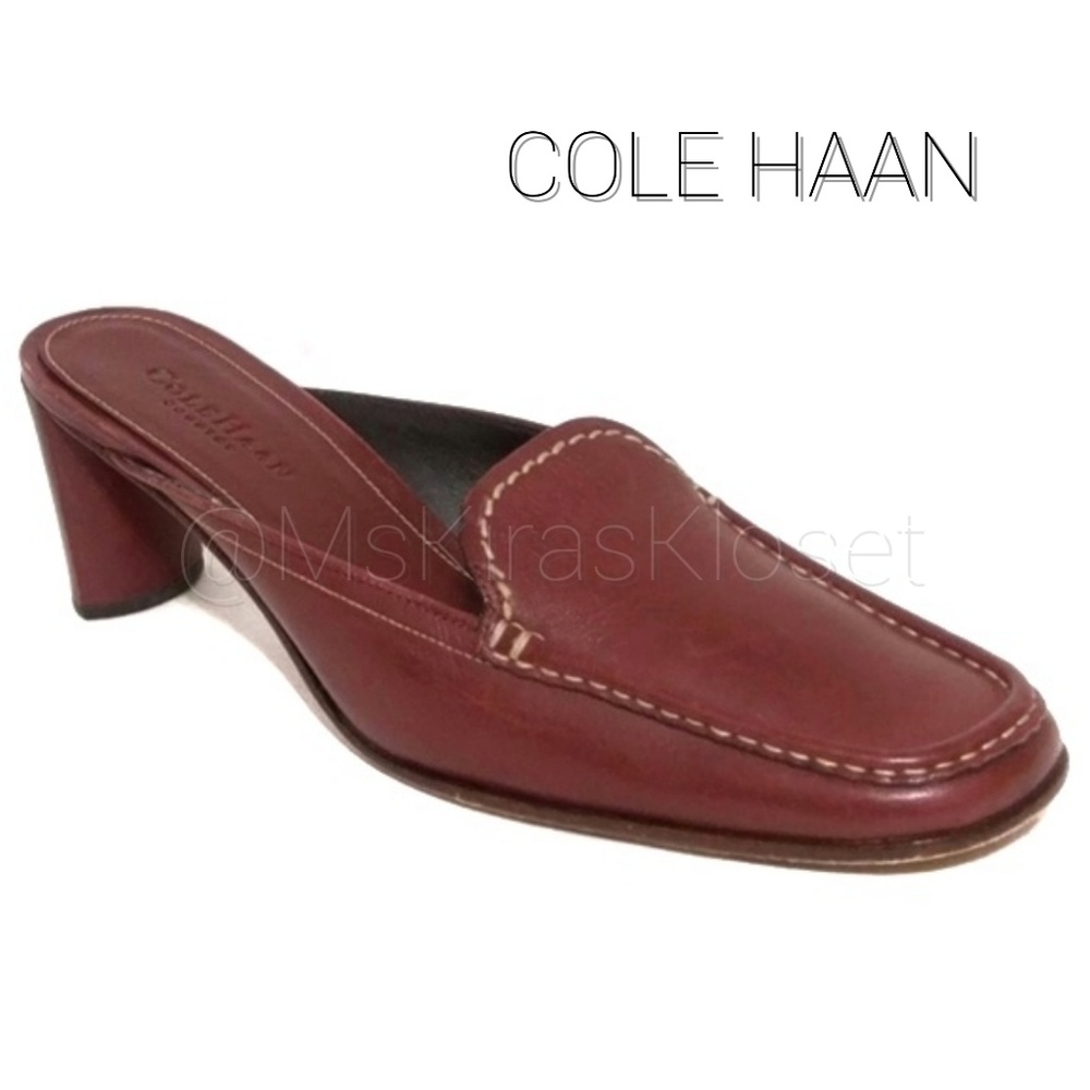 Red Leather Slip-On Mule EUC